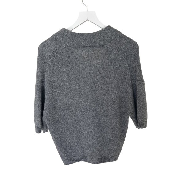 Vince Charcoal Cashmere Alpaca Wool Short Sleeve Cardigan - Picture 3 of 6